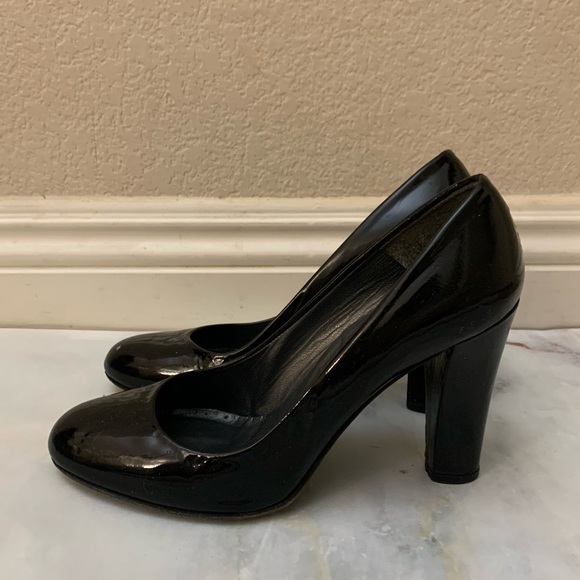 Stuart weitzman black patent leather pump size 7 black heel black pump - Picture 3 of 12